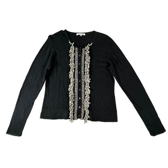 CAbi Tuxedo Cardigan Size Large Broadway Black Gray Style #172 Cashmere Blend - Picture 9 of 11